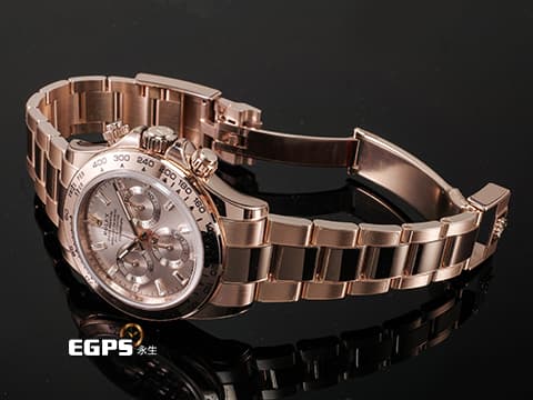 ROLEX 勞力士  Cosmograph Daytona 宇宙計時型 迪通拿 116505A 計時碼表 永恆玫瑰金&nbsp;停產絕版款式 日亮金色面盤 原廠鑲嵌方形鑽石時標&nbsp;2019年保卡&nbsp;自動上鍊 40mm
