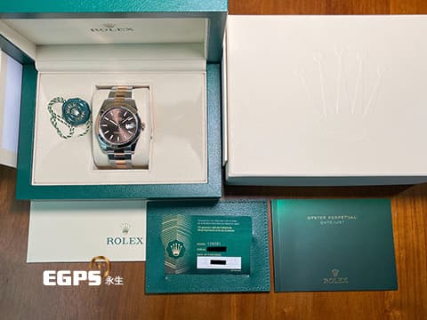 ROLEX 勞力士 Datejust 41 蠔式日誌型 126301 玫瑰金半金款 2022年保單新式保卡  巧克力色面盤  蠔式大板鏈節錶帶款 自動上鏈 41mm