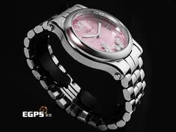 CHOPARD 蕭邦 Happy Sport 快樂鑽 278582-3009 <font color="#fbb6b6">粉紅色面盤 五顆跑鑽&nbsp;錶冠鑲嵌圓形粉色水晶</font>&nbsp;不鏽鋼材質&nbsp;<font color="#FF0000">2026年保單</font>&nbsp;石英機芯 36mm