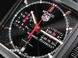 TAG HEUER 豪雅 MONACO 摩納哥系列 CBL2180 鈦金屬材質ＤＬＣ黑色 <font color=#40e0d0>向1970年代珍罕的傳奇Moncao（摩納哥）腕錶全黑款致敬 </font> <font color=#ff0000>2023年保卡</font> 白色Super-LumiNova夜光塗層 計時碼錶 自動上鍊 39mm