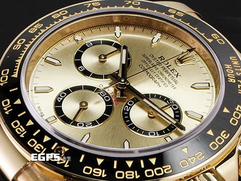 ROLEX 勞力士 Daytona 迪通拿 126518LN 計時碼表 18K黃金材質 金色面盤搭配黑色計時圈 陶瓷錶圈 最新4131機芯 快調延展錶扣 2024年保卡 126518 LN 歡迎各錶友以 PP、AP、勞力士 來店交換，本店將以最高價評估～ 賽車錶 自動上鍊 40mm