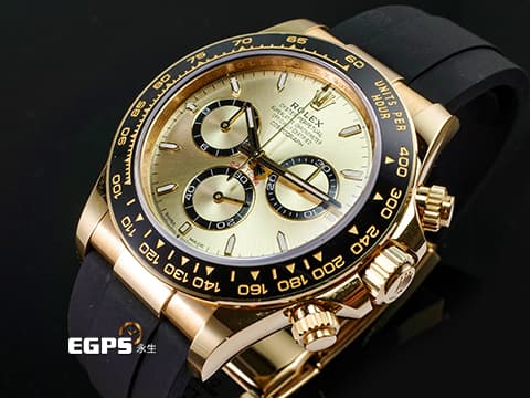 ROLEX 勞力士 Daytona 迪通拿 126518LN 計時碼表 18K黃金材質 金色面盤搭配黑色計時圈 陶瓷錶圈 最新4131機芯 快調延展錶扣 2024年保卡 126518 LN 歡迎各錶友以 PP、AP、勞力士 來店交換，本店將以最高價評估～ 賽車錶 自動上鍊 40mm