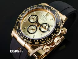 ROLEX 勞力士 Cosmograph Daytona 迪通拿 126518LN 計時碼表 <font color=#f5dea8>18K黃金材質 金色面盤</font>搭配<font color=#4F4F4F>黑色計時圈</font> 陶瓷錶圈 <font color=#FF0000>最新4131機芯 快調延展錶扣 2025年保卡</font> 126518 LN 賽車錶 自動上鍊 40mm