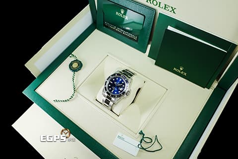 ROLEX 勞力士 SUBMARINER 116659SABR 116659 18K白金材質 原廠藍寶石鑽石錶圈 原廠鑲鑽錶耳   2021年單新式綠卡，頂級藍水鬼，稀有夢幻收藏款！  此錶歡迎各路錶友以 PP、AP、勞力士 來店交換，本店將以最高價評估～ 自動上鍊 40mm