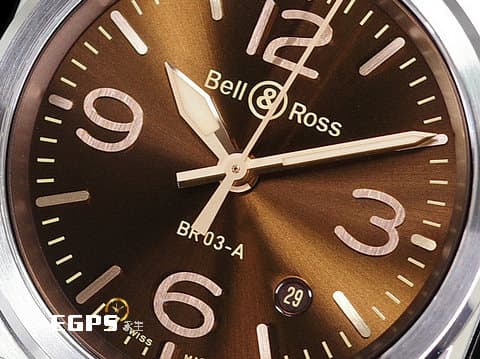 Bell &amp; Ross 柏萊士 Instrument系列 BR03-A Golden Heritage 棕色太陽紋面盤 BR03A-GH-ST/SCA 大三針 不鏽鋼 2024年保單 自動上鍊 41mm