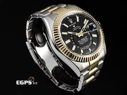 ROLEX 勞力士 Sky-Dweller 336933 天行者 不鏽鋼&18K黃金材質 半金款 年曆錶 <font color=#FF0000><font color=#ffff00>半金黑色面盤天行者 Cal.9002機芯 </font> 2024年保卡 板帶款 </font> 自動上鍊 42mm