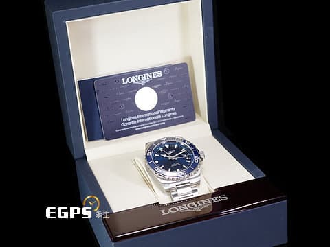 LONGINES 浪琴 Hydro Conquest GMT 康卡斯 深海征服者 L38904966&nbsp;藍色陶瓷錶圈 藍色面盤 藍水鬼&nbsp;浪鬼 兩地時區 不鏽鋼 2025年保單 潛水錶 自動上鍊 43mm