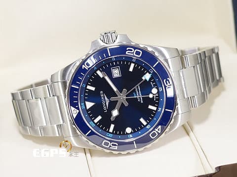 LONGINES 浪琴 Hydro Conquest GMT 康卡斯 深海征服者 L38904966&nbsp;藍色陶瓷錶圈 藍色面盤 藍水鬼&nbsp;浪鬼 兩地時區 不鏽鋼 2025年保單 潛水錶 自動上鍊 43mm