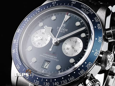 TUDOR 帝舵 Heritage Black Bay Chrono 碧灣 79360B-0002 計時碼錶 最新款「帝舵藍」錶面、錶圈  79360 B 不鏽鋼 專賣店限定款 2024年保卡 最新款五節錶帶搭配快速調節「T-fit」折疊扣 自動上鍊 41mm