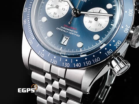 TUDOR 帝舵 Heritage Black Bay Chrono 碧灣 79360B-0002 計時碼錶 最新款「帝舵藍」錶面、錶圈  79360 B 不鏽鋼 專賣店限定款 2024年保卡 最新款五節錶帶搭配快速調節「T-fit」折疊扣 自動上鍊 41mm