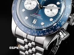TUDOR 帝舵 Heritage Black Bay Chrono 碧灣 79360B-0002 計時碼錶 <font color=#0080FF>最新款「帝舵藍」錶面、錶圈 </font> 79360 B 不鏽鋼 <font color=#FF0000>專賣店限定款 2024年保卡 最新款五節錶帶搭配快速調節「T-fit」折疊扣</font> 自動上鍊 41mm