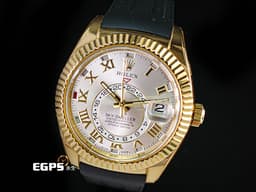 ROLEX 勞力士 Sky-Dweller 326138 天行者 沙羅裝置 年曆錶 18K黃金材質 <font color="#FFFFF4"> 絕版羅馬數字面盤 </font> <font color="#acdf90"> 相當少量的原廠深綠色錶盒</font><font color="#FF0000">&nbsp;2018年保卡&nbsp;</font>自動上鏈  42mm