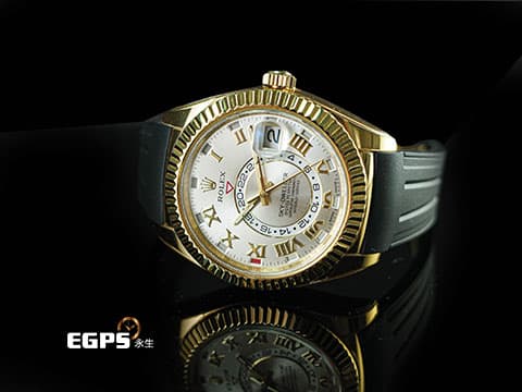 ROLEX 勞力士 Sky-Dweller 326138 天行者 沙羅裝置 年曆錶 18K黃金材質  絕版羅馬數字面盤   相當少量的原廠深綠色錶盒&nbsp;2018年保卡&nbsp;自動上鏈  42mm