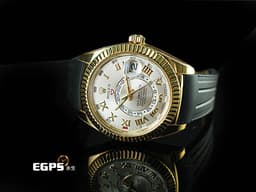 ROLEX 勞力士 Sky-Dweller 326138 天行者 沙羅裝置 年曆錶 18K黃金材質 <font color="#FFFFF4"> 絕版羅馬數字面盤 </font> <font color="#acdf90"> 相當少量的原廠深綠色錶盒</font><font color="#FF0000">&nbsp;2018年保卡&nbsp;</font>自動上鏈  42mm