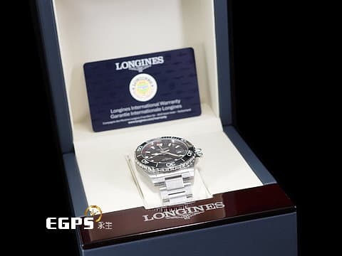 LONGINES 浪琴 HYDROCONQUEST GMT 康卡斯 深海征服者 L37904566 兩地時間 浪鬼 黑色陶瓷錶圈 黑色面盤 黑水鬼 不鏽鋼 最新款浪鬼 2024年保單 潛水錶 自動上鍊 41mm