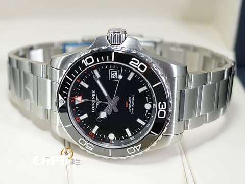 LONGINES 浪琴 HYDROCONQUEST GMT 康卡斯 深海征服者 L37904566 兩地時間 浪鬼 黑色陶瓷錶圈 黑色面盤 黑水鬼 不鏽鋼 最新款浪鬼 2024年保單 潛水錶 自動上鍊 41mm
