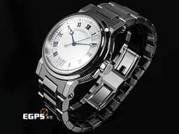 BREGUET 寶璣 Marine Big Date 5817 航海系列 航海家 5817ST/12/SM0 <font color="#dbdbdb">銀白色雕紋面盤</font>&nbsp;<font color="#023cc5">藍鋼寶璣式指針、羅馬數字時標</font> 大日期窗 不鏽鋼<font color="#70cce1">&nbsp;</font><font color="#ff0000">2023年已送原廠保養</font> 自動上鍊 潛水錶 39mm