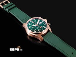 IWC 萬國錶 Pilot`s Chronograph 41 飛行員 18K玫瑰金材質 計時碼表 IW388110 <font color=#4cc844>綠色面盤</font> 飛行錶 <font color=#FF0000>最新EasX-CHANGE錶帶更換系統 2024年保卡 星期日期顯示</font> 自動上鍊 41mm