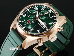 IWC 萬國錶 Pilot`s Chronograph 41 飛行員 18K玫瑰金材質 計時碼表 IW388110 <font color=#4cc844>綠色面盤</font> 飛行錶 <font color=#FF0000>最新EasX-CHANGE錶帶更換系統 2024年保卡 星期日期顯示</font> 自動上鍊 41mm