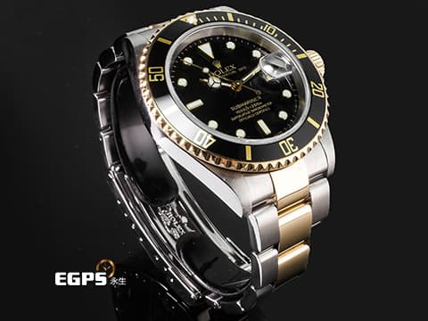 ROLEX 勞力士 SUBMARINER 16613LN 潛航者 黑水鬼 16613 黃K金半金款 潛水錶 台灣公司貨 自動上鍊 40mm