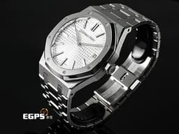 Audemars Piguet 愛彼 AP Royal Oak 皇家橡樹 15510ST.OO.1320ST.08 不鏽鋼材質 鍊帶款 <font color="#FF0000"> 2025年保卡 已貼膜&nbsp;</font><font color="#05f0f0">經典銀白色格紋面盤&nbsp;AP字樣自動盤</font>&nbsp;自動上鍊 41mm