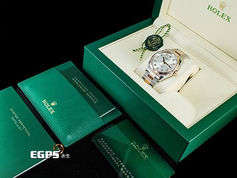 ROLEX 勞力士 蠔式 Datejust 126231 蠔式日誌型 永恒玫瑰金 半金 絕版雷射坑紋面 銀色坑紋面盤 原廠鑲嵌鑽石時標 2024年保卡 自動上鍊 36mm