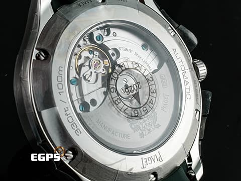 PIAGET 伯爵 Polo Date系列 G0A48022 經典 枕型 綠色橫條紋雕紋面盤 大三針 不鏽鋼材質&nbsp;2026年保卡&nbsp;自動上鍊 42mm