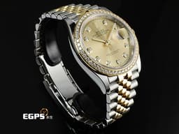 ROLEX 勞力士 DATEJUST 蠔式日誌型 126283 半金款 126283RBR <font color=#FF0000>2024年保單 紀念型 五珠鏈帶</font> <font color=#ffff00>超夯香檳色面盤 原廠鑲鑽錶圈 原廠鑲鑽時標 </font> 自動上鍊 36mm