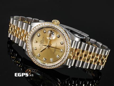 ROLEX 勞力士 DATEJUST 蠔式日誌型 126283 半金款 126283RBR 2024年保單 紀念型 五珠鏈帶 超夯香檳色面盤 原廠鑲鑽錶圈 原廠鑲鑽時標  自動上鍊 36mm