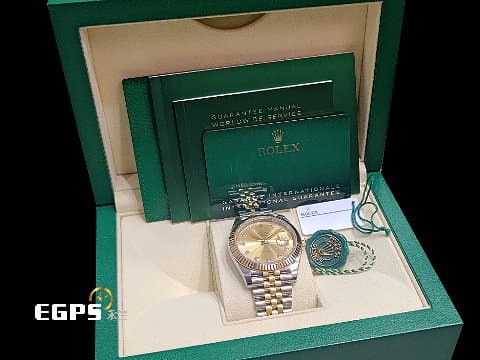 ROLEX 勞力士 DateJust 41 蠔式日誌型 126333 原廠鑽石時標 皇帝金面盤 18K黃金 半金款 DJ41 經典三角坑紋錶圈 2025年新式保單 紀念型（Jubilee）五銖錶帶 自動上鍊 41mm