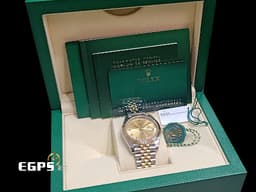 ROLEX 勞力士 DateJust 41 蠔式日誌型 126333 <font color="#f5dea8">原廠鑽石時標 皇帝金面盤</font> 18K黃金 半金款 DJ41 經典三角坑紋錶圈 <font color="#FF0000">2025年新式保單 紀念型（Jubilee）五銖錶帶</font> 自動上鍊 41mm