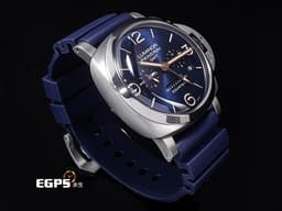 PANERAI 沛納海 Luminor 1950 PAM670 PAM00670 GMT 8日鏈 鈦金屬材質 <font color=#ffff00>時間時差顯示功能 月份、日期顯示 第二時區日夜顯示</font> <font color=#46bed7>藍色放射紋面盤</font> <font color=#FF0000> Equation of Time 時間等式 2024年保卡 </font> 動力儲存顯示 手動上鏈 47mm