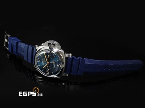 PANERAI 沛納海 Luminor 1950 PAM670 PAM00670 GMT 8日鏈 鈦金屬材質 時間時差顯示功能 月份、日期顯示 第二時區日夜顯示 藍色放射紋面盤  Equation of Time 時間等式 2017年保單 台灣公司貨 配件齊全 動力儲存顯示 手動上鏈 47mm