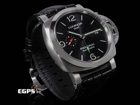 PANERAI 沛納海 Luminor GMT PAM1971 PAM01971 三日鍊 兩地時間 小秒針 不鏽鋼材質 慶祝阿聯酋成立50周年 紀念限定款 限量200支 黑色放射紋面盤  2022年保卡 自由搭配原廠四色錶帶  自動上鍊 44mm