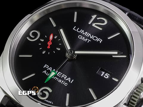 PANERAI 沛納海 Luminor GMT PAM1971 PAM01971 三日鍊 兩地時間 小秒針 不鏽鋼材質 慶祝阿聯酋成立50周年 紀念限定款 限量200支 黑色放射紋面盤  2022年保卡 自由搭配原廠四色錶帶  自動上鍊 44mm