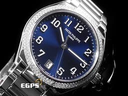 PATEK PHILIPPE 百達翡麗 PP錶 Twenty~4 7300/1200A-001  <font color=#4169e1>藍色日輝紋面盤</font> 不鏽鋼材質 <font color=#FF0000> 新式摺疊帶扣 2025年保單 原鑲鑽錶</font> 自動上鍊 36mm