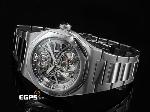 Girard-Perregaux 芝柏 GP錶 Laureato Skeleton 桂冠系列 81015-11-001-11A 經典八角形錶圈&nbsp;鏤空面盤&nbsp;不鏽鋼材質&nbsp;2023年台灣公司貨&nbsp;自動上鍊 42mm