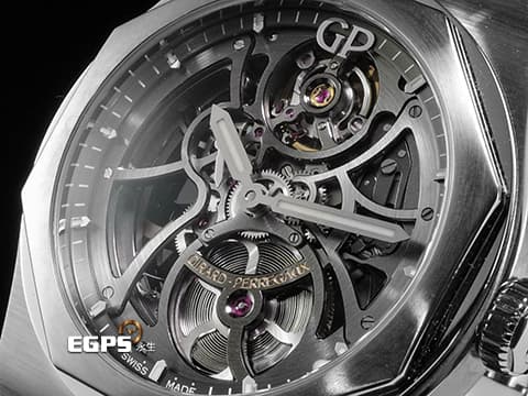 Girard-Perregaux 芝柏 GP錶 Laureato Skeleton 桂冠系列 81015-11-001-11A 經典八角形錶圈&nbsp;鏤空面盤&nbsp;不鏽鋼材質&nbsp;2023年台灣公司貨&nbsp;自動上鍊 42mm