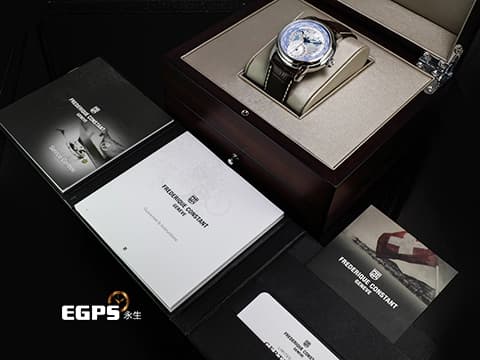 Frederique Constant 康斯登 Manufacture FC-718LWBWM4H6 淺藍色 壓花和放射紋路世界時區面盤 九種語言世界時區  2022年保單 康斯登世界時區10週年紀念款 限量100支 自動上鍊 42mm