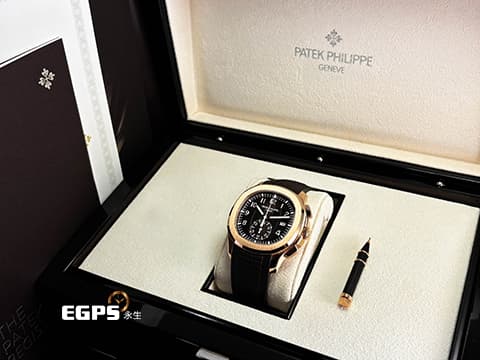 Patek Philippe 百達翡麗 PP錶  Aquanaut  5968R-001 海探 手雷 18K玫瑰金材質 海底探險家飛返計時腕錶&nbsp;漸變效果的棕色日輝紋錶盤&nbsp; 2025年保單 自動上鏈   42.2mm