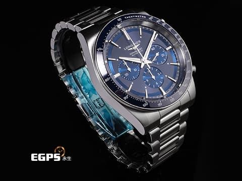 LONGINES 浪琴 Conquest Chronograph 康卡斯 征服者 L38354926 不鏽鋼材質 藍色面盤搭配藍色陶瓷錶圈 2024年保單 自動上鍊 42mm