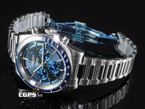 LONGINES 浪琴 Conquest Chronograph 康卡斯 征服者 L38354926 不鏽鋼材質 藍色面盤搭配藍色陶瓷錶圈 2024年保單 自動上鍊 42mm