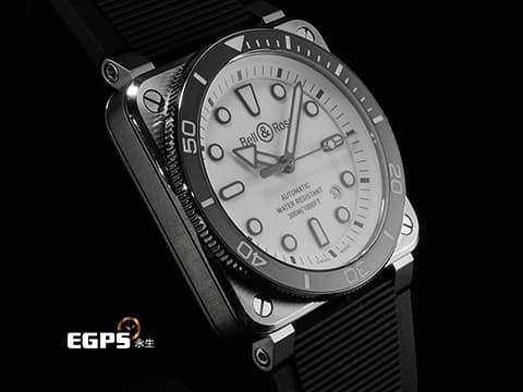 Bell &amp; Ross 柏萊士 BR03 BR03A-D-WH-ST/SRB 不鏽鋼材質  經典純白色面盤 2024年保單 底蓋保有原廠膠膜  自動上鍊 42mm