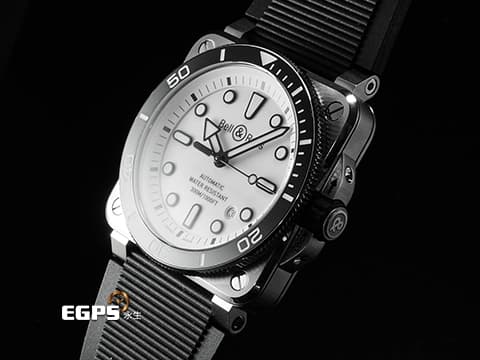 Bell &amp; Ross 柏萊士 BR03 BR03A-D-WH-ST/SRB 不鏽鋼材質  經典純白色面盤 2024年保單 底蓋保有原廠膠膜  自動上鍊 42mm