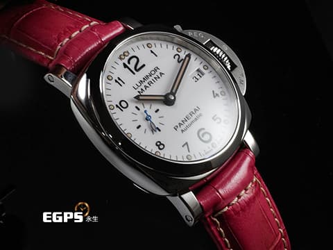 PANERAI 沛納海 Luminor Marina 1950 PAM01523 PAM1523 不鏽鋼材質 藍色小秒針 白色面盤  客製化粉紅錶帶 配件齊全 自動上鍊 42mm