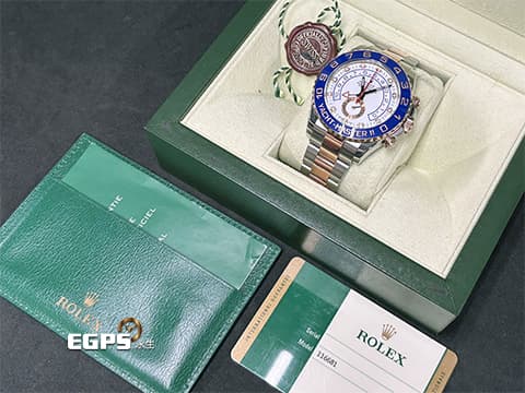 ROLEX 勞力士 Yacht-Master II 116681 遊艇名仕型 大遊艇 帆船 倒數計時 半金款 玫瑰金  絕版系列大遊艇 2014年二代保卡   停產款藍鋼針  自動上鍊 44mm