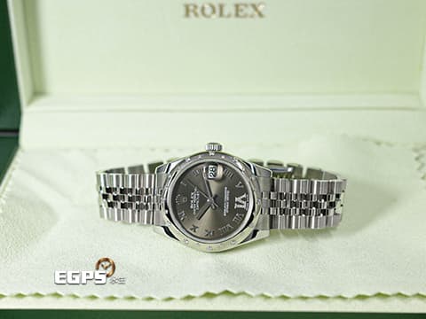 ROLEX 勞力士 Datejust 31 蠔式日誌型 178344 深灰色面盤 不鏽鋼 原廠雪花式鑲嵌鑽石錶圈、VI鑲鑽時標 經典 DJ31 台灣公司貨 紀念型（Jubilee）五銖錶帶 自動上鍊 31mm