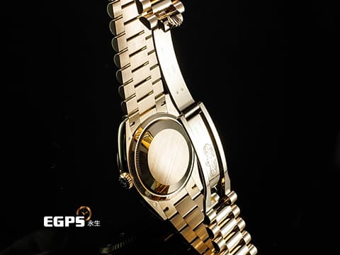 ROLEX 勞力士 Day-Date 36 蠔式 星期日曆型 128238A 亮綠色面盤 原廠梯鑽時標 冰糖面 綠冰糖 18K黃金材質 2026年保卡 元首型（President）錶帶 總統帶 僅拆錶節試戴&nbsp;DD36  128238 A 自動上鍊 36mm