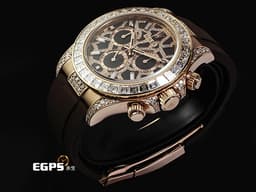 ROLEX 勞力士 Daytona 宇宙計時型 迪通拿 116515 精鑲126555TBR 18K永恆玫瑰金材質 <font color="#ffe6d9">長頸鹿 精鑲天然鑽石面盤、錶耳 精鑲36顆梯形鑽石錶圈&nbsp; </font><font color="#ff0000">2018年保卡</font><font color="#ffe6d9">&nbsp;</font>自動上鍊 40mm