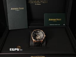 Audemars Piguet 愛彼 AP錶 Code 11.59系列 Flying Tourbillon 飛行 陀飛輪 26396OR.OO.D002CR.02 <font color=#9c9893>黑色砂金石琺瑯面盤 重現滿天繁星的夜空</font> 玫瑰金材質 <font color=#FF0000>2022保單</font> 26396 OR <font color=#FFFF33>歡迎各錶友以 PP、AP、RM、勞力士 來店交換，本店將以最高價評估～</font> 自動上鍊 41mm